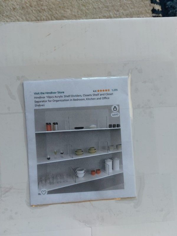 Hmdivor 10pcs Acrylic Shelf Divider