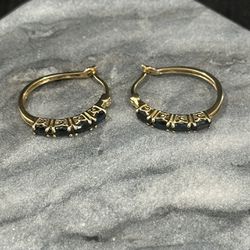 Gold Plated, Sterling Silver Sapphire, Hoops