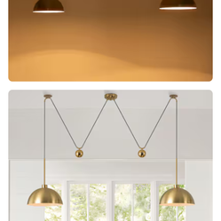 GoYeel 2 -Light Gold Modern/contemporary Metal Dome Hanging Pendant Light L27 $60