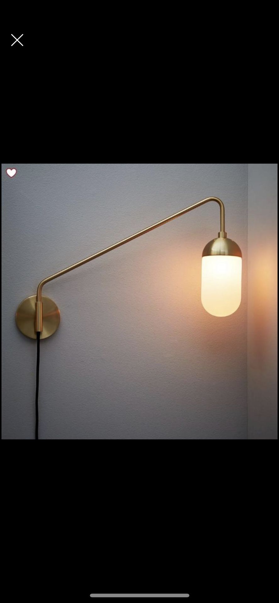 WEST ELM Pelle Sconce, Long Gooseneck, Clear Shade, Antique Brass, Individual. 338761