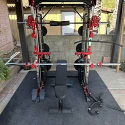 Smith Machine 200 | Adjustable Bench | 245lb Cast Iron Olympic Weights | 7ft Olympic Bar | Fitness | Gym Equipment | FREE DELIVERY/INSTALLATION 🚚 🛠️