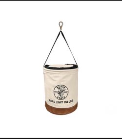 Klein Tools 17" H/14” W 150lb. Canvas Bucket With Zip-Close Top & Leather Bottom