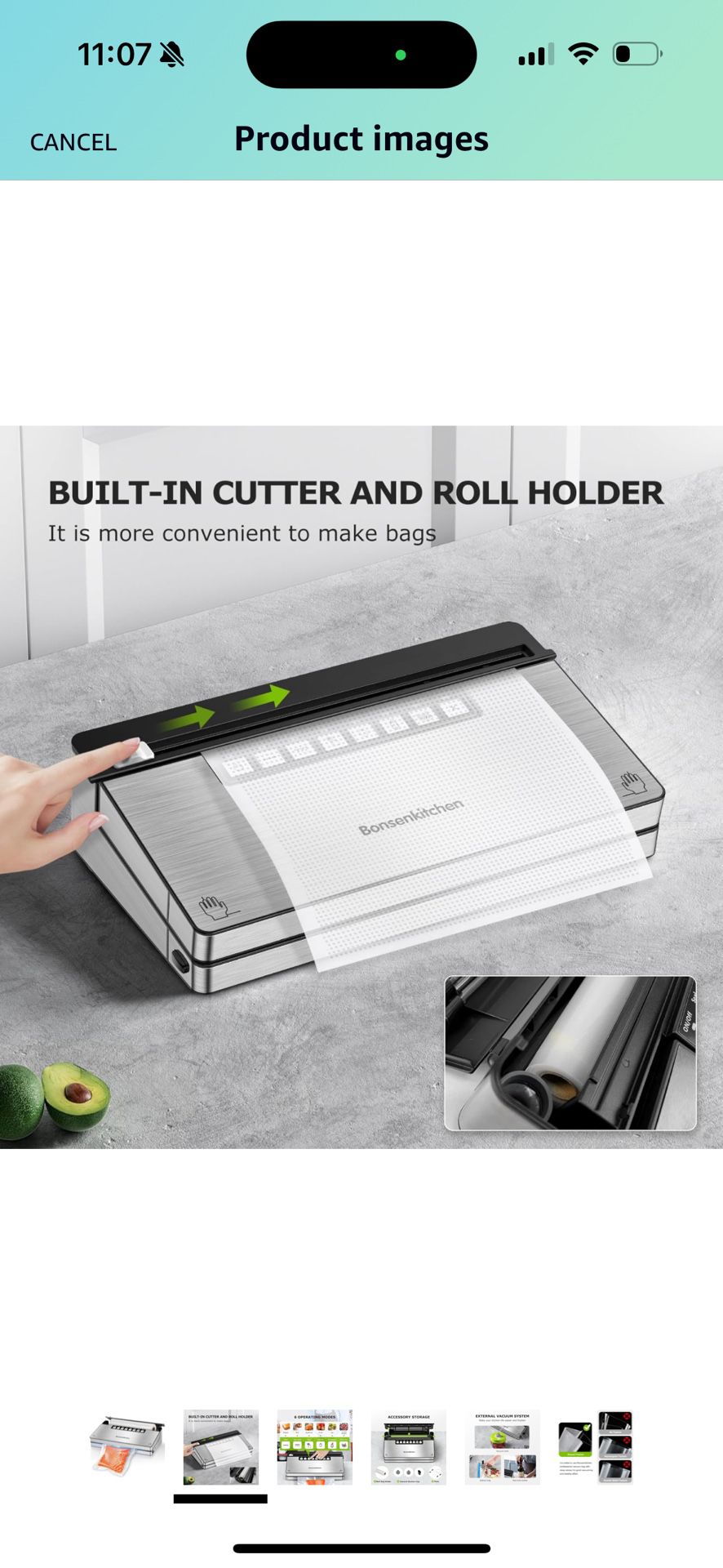 Vacuum Sealer Machine, Stainless Steel Vacuum Food Sealer with 8-in-1 Vacuum Sealing System, 6 Food Vacuum Modes, Built-in Cutter and Bag Storage w/St