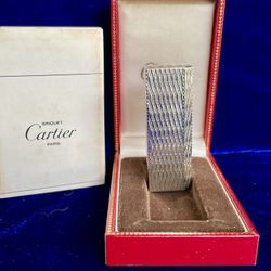 Silver Pentagone Vintage Cartier Lighter Super Mint Condition Working 1 Year Warranty Box