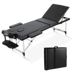 Three-fold Portable Massage Tablewith aluminum feet, model ETMB-3711.