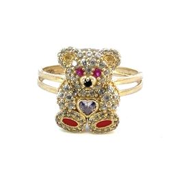 Woman’s Ladies 10k Yellow Gold CZ Cubic Zirconia Teddy Bear Ring Size 6.5 GP3120511