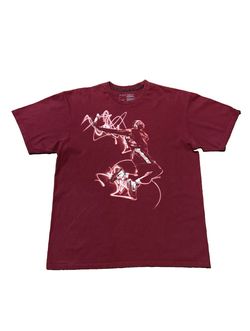 Nike LeBron James Maroon Tee Size L Light Trails Dunk Gold LBJ Logo Good Used