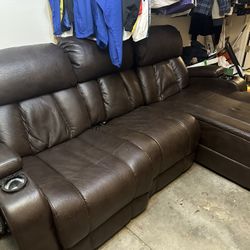 Brown Leather Reclining Couch