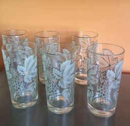6 Vintage glasses, frosted with gold embellishing