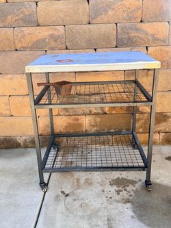 Metal Rolling Utility Cart with Wire Shelves
