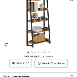 IRONCK Industrial Bookshelf 5-Tier 31.5in Wide, Bookcase Ladder Shelf, Storage Shelves Rack Shelf Unit, Accent Furniture Metal Frame, Home Office Furn