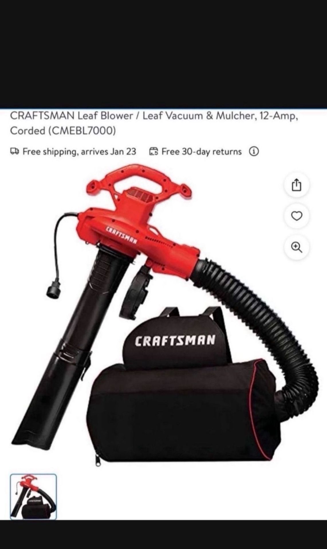 Corded Electric Backpack Leaf Blower Brand New $100
