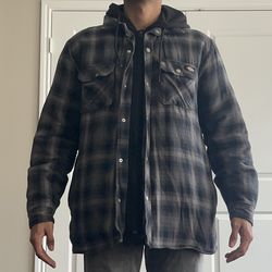 Dickies Hooded Flannel Jacket Men’s Size L Workwear Streetwear