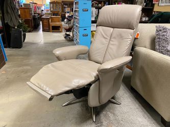 WHITLEY Warm Grey Swivel Manual Reclining Armchair