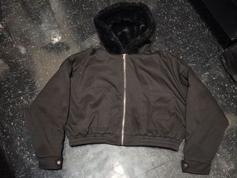 Fashion Nova Black Cropped Faux Fur Hooded Jacket Women's 1X