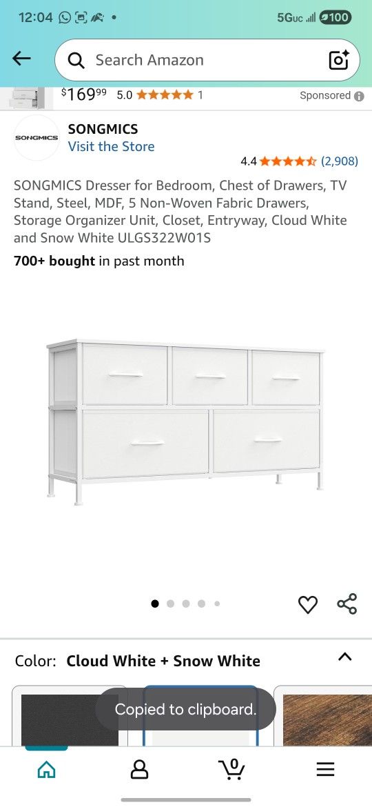 New Available In Hesperia . Dresser for Bedroom, Chest of Drawers, TV Stand, Steel, MDF, 5 Non-Woven Fabric Drawers, Storage Organizer Unit, Closet,