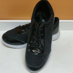 H2K Black Glitter and Patent Stellar Sneakers Size 8.5
