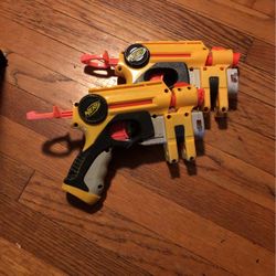 2 Nerf Hand Pistols (with Laser Pointers)