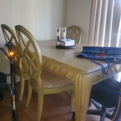 Tuscan Style Table, Chairs And Hutch