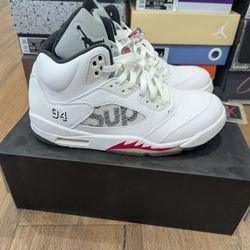Supreme Jordan. 5 White Red Size 10.5