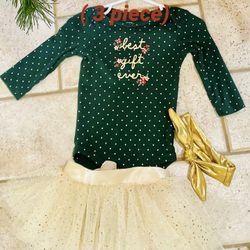 6 Months Outfit ( Gold tutu, Onesie, Headpiece)