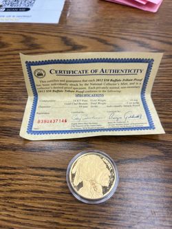 2012 $50 Buffalo Tribute Proof – 24KT Gold Clad – National Collector’s Mint – COA
