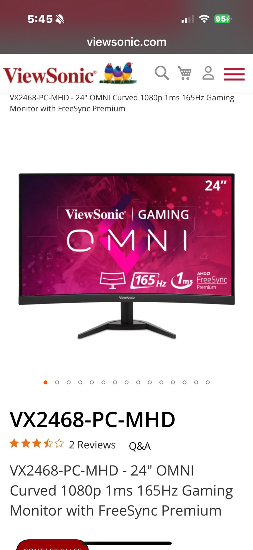 Viewsonic monitor 24"