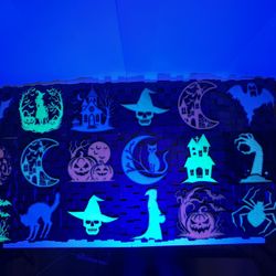 Halloween Wall Art. Glow In The Dark 8” Wide X 8” Tall Panels. 