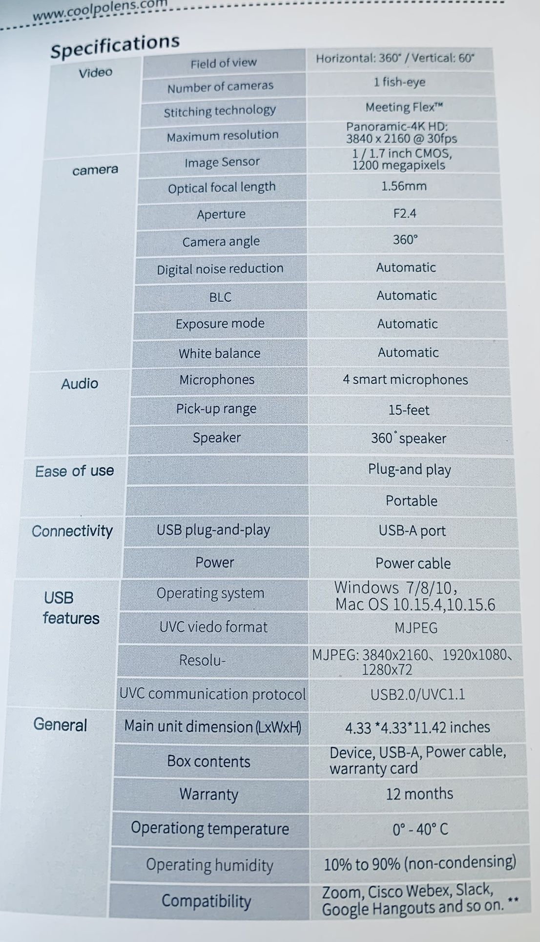 Pana Video Confrence 360 Camera