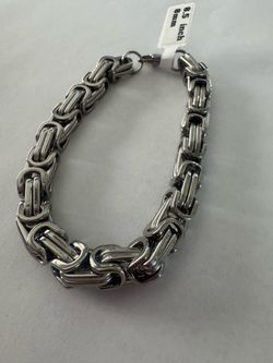 NEW Heavy Stainless Steel Byzantine Chain bracelet 8.5 inch 8mm – Silver Tone