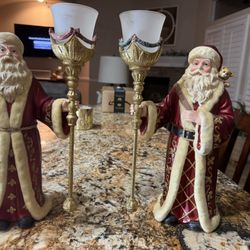 Pair Of Santa Candleholders