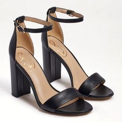 SAM EDELMAN Yaro Block Black Heel Sandal 6.5