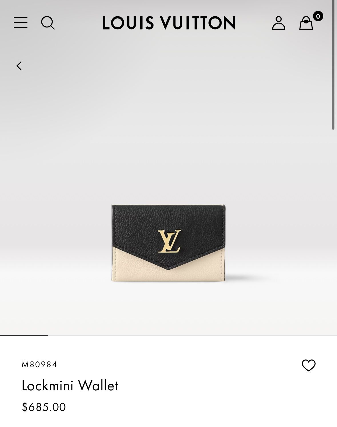 Like New Louis Vuitton Lockmini Wallet (Black / Cream / Pink)