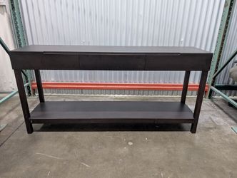 Modern Dark Brown Console Table with Three Drawers and Lower Shelf
