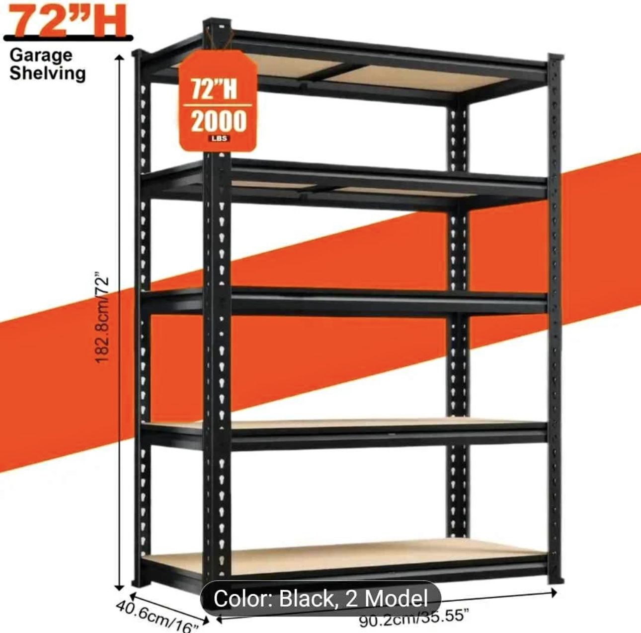 5-Shelf Heavy Duty Adjustable Metal Garage Storage Shelving Unit in Black
