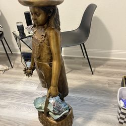 Bronze Statue - Little Girl Holding A Basket $900