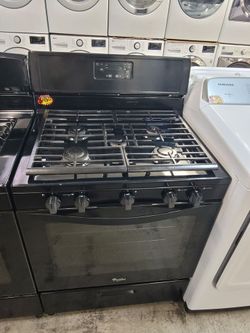 Black Whirlpool 30" Wide 5 Burner Apartment Size Gas Stove Range Estufa