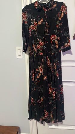 Zara Woman Floral Print Midi Shirt Dress — Premium Denim Collection, Size XS