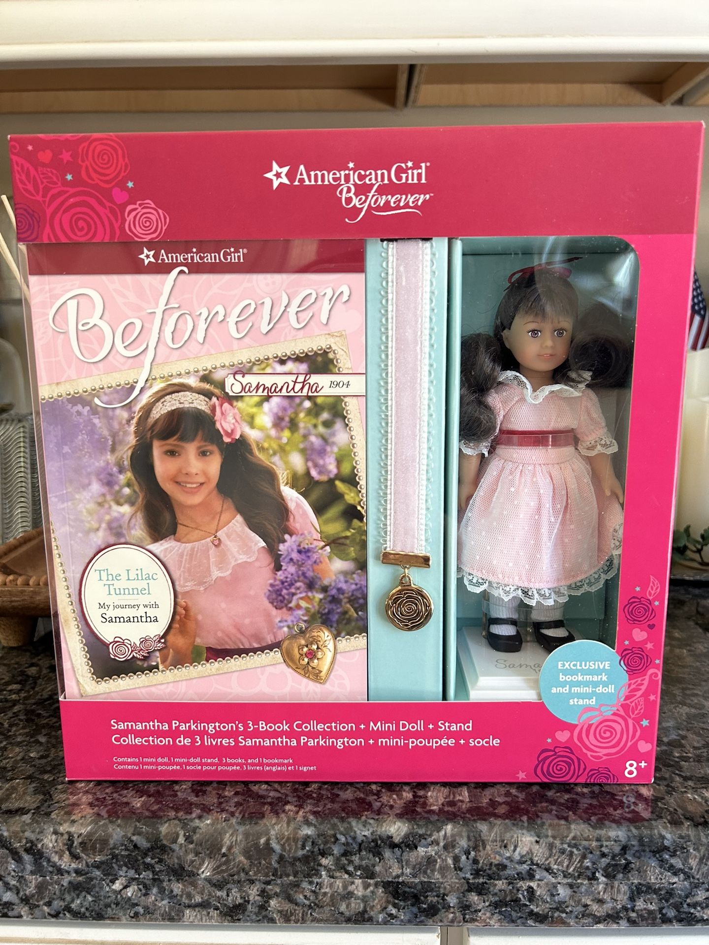 American Girl BeForever Samantha 3 Book Collection + Mini Doll And Stand