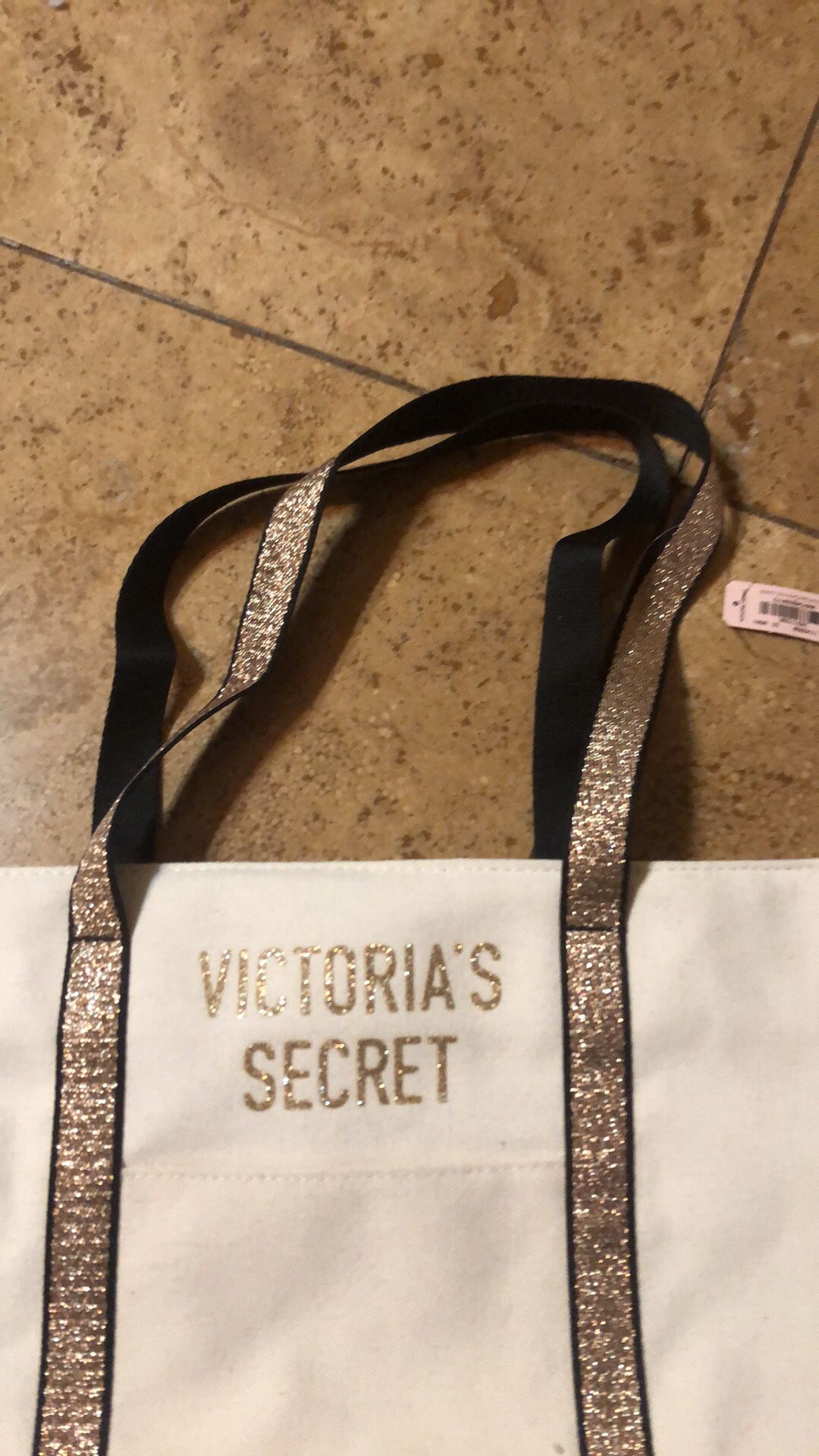 New Victoria Secret tote bag, canvas carry bag with glitter gold bag