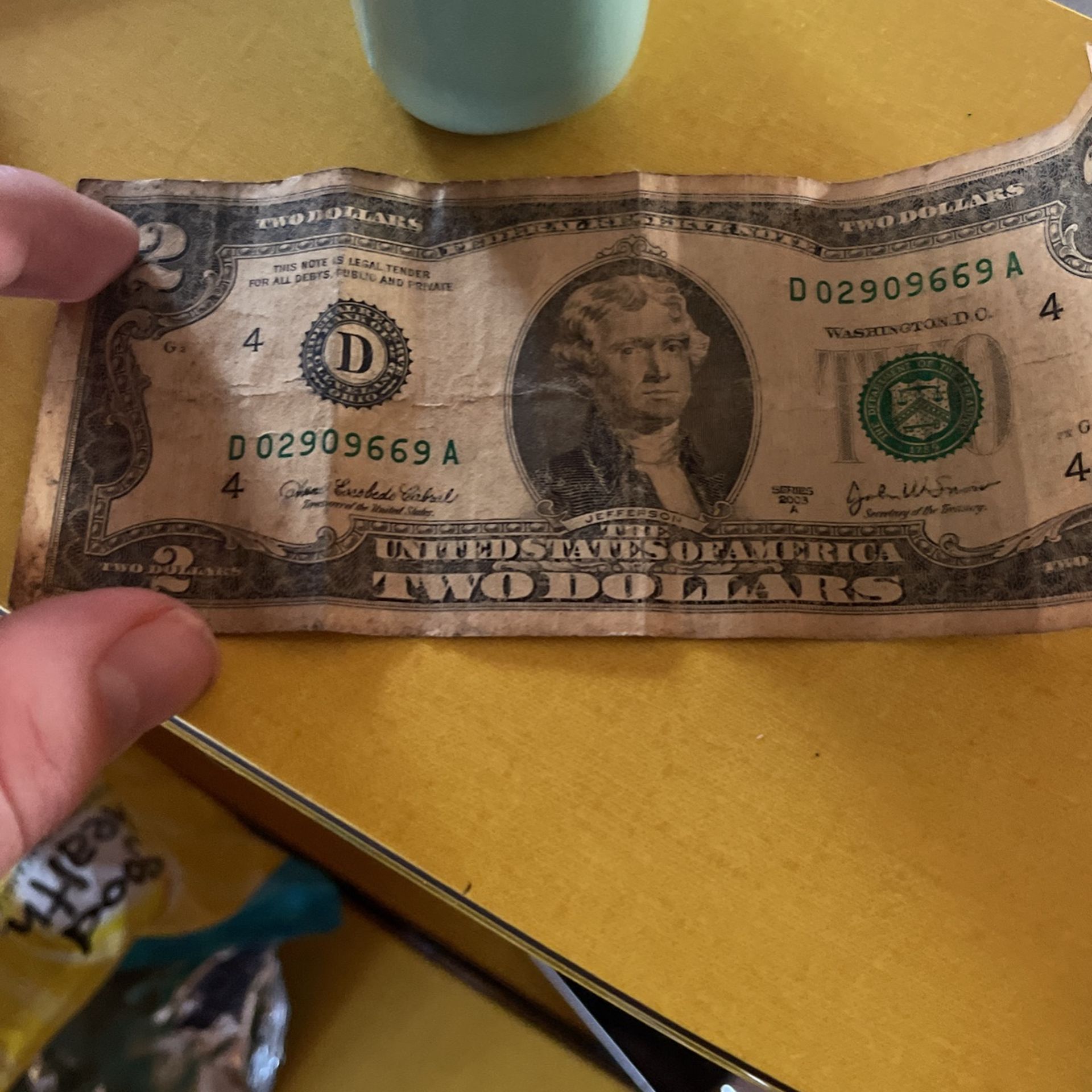 2 Dollar Bill Class A Series From 2003