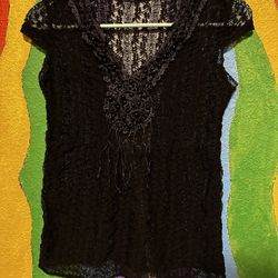 Black mesh top