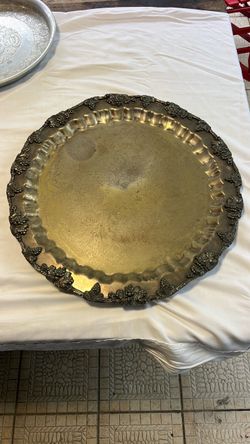 Vintage Big Victorian BSC Birmingham Silver Company Plate Serving Tray w Handles Feet missing one feet