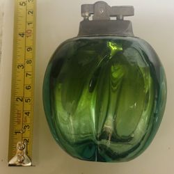 Vintage Green Glass Table Lighter Made In Japan