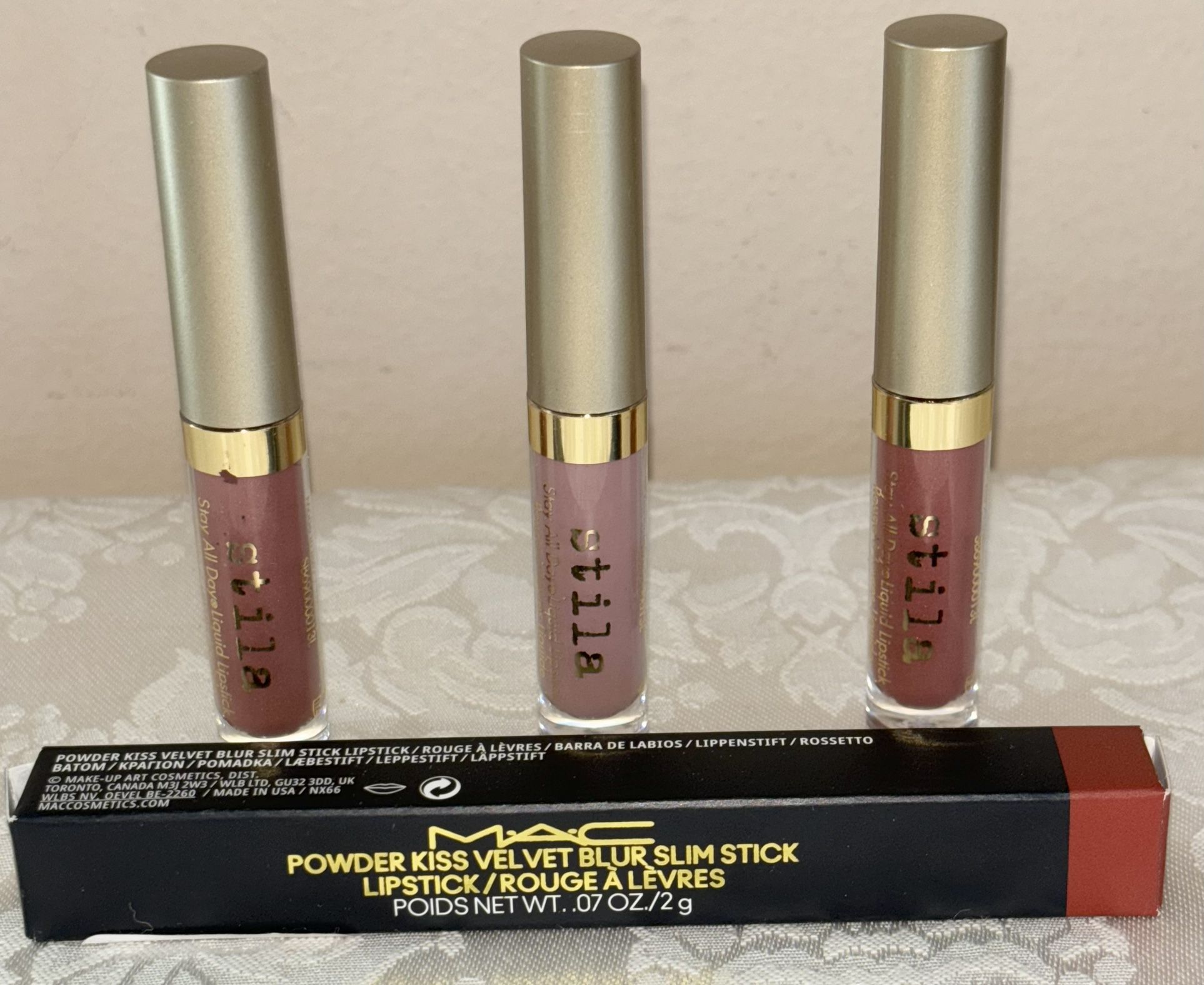 Slimstick 3 Stila Stay All Day Liquid Lipstick & 1 MAC Powder Kiss Blur ...