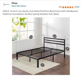 Full Size Black Metal Bed Frame with Headboard