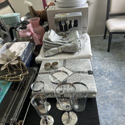 Waterford Table Linens (2 Sets), Napkin Holders, High Quality Plastic Glasses, Silverware & Plates - $150 OBO