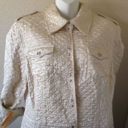 NEW XL Fit M Satin Ivory Jacket Women’s SALE  $ 12. 🍀