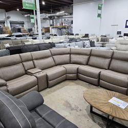 High-Performance Faux Leather Reclining Sectional  Brand New!