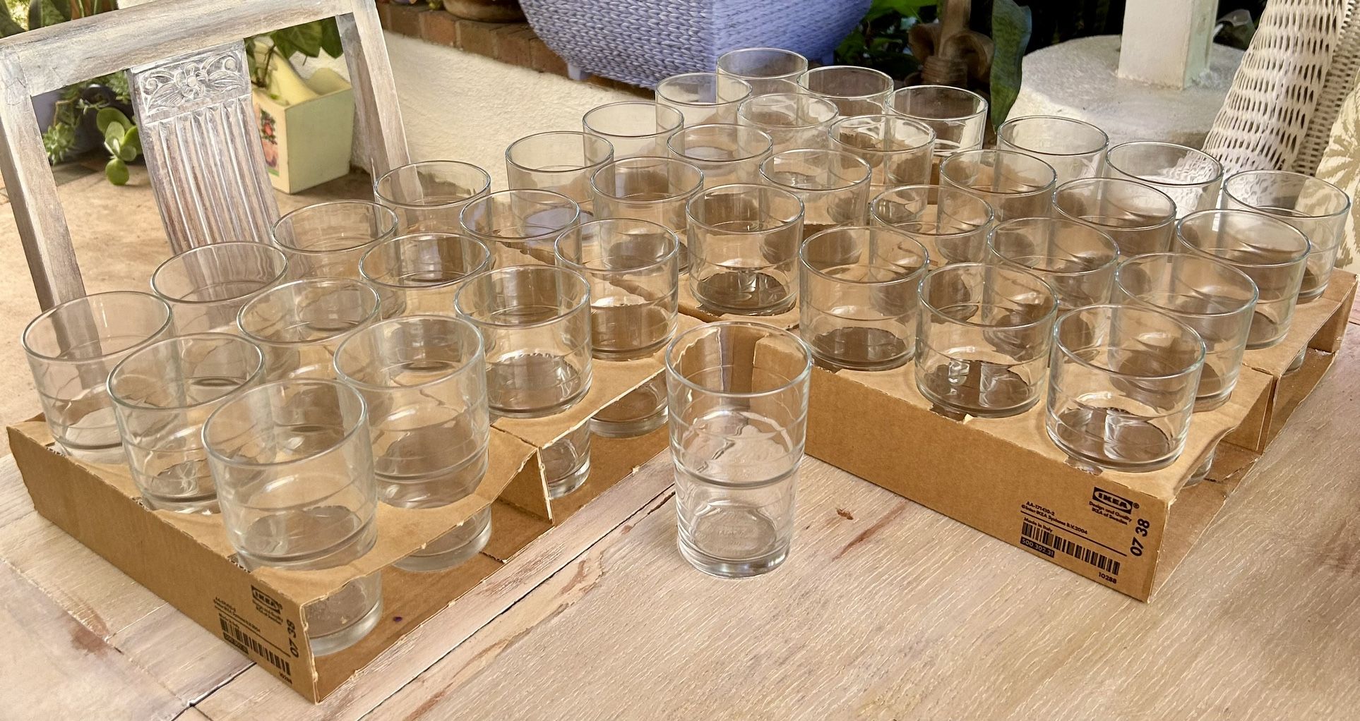 IKEA Svepa 10288 Stackable Glass Flat Tumbler ITALY 4-3/4" Tall 8 oz. SET of 36